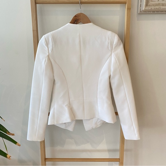 Ally White Blazer Collarless Fitted Business Casual Elegant Classic Size 8 - Picture 5 of 9